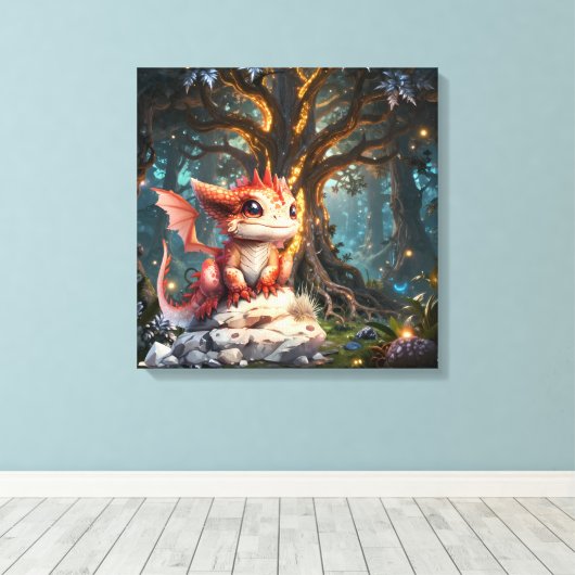 # 2Drakenwereld Canvas Afdruk (Insitu (Houten vloer))