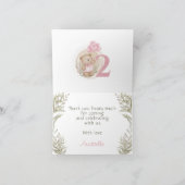 2e anniversaire Carte de remerciements d'ours rose (Intérieur)