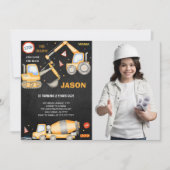 2e anniversaire Construction Boy Photo Invitation (Devant)