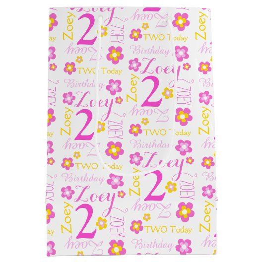 2e anniversaire rose jaune personnalisé sac cadeau (Dos)