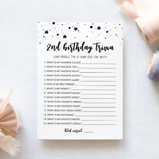 2e anniversaire Trivia jeu modifiable Carte