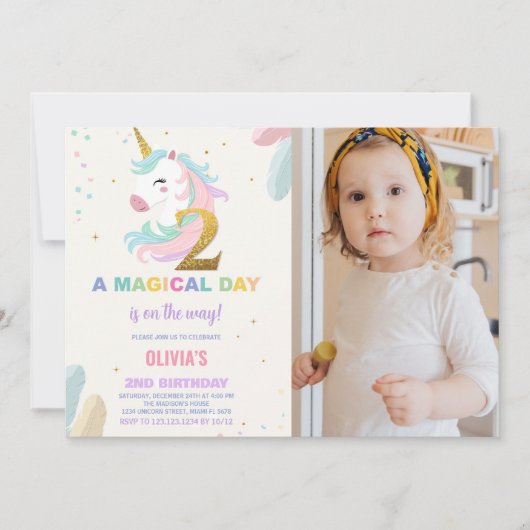 2e anniversaire Unicorn Anniversaire Invitations a (Devant)