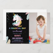 2e anniversaire Unicorn Anniversaire Invitations a (Devant / Derrière)
