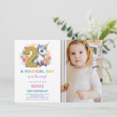 2e anniversaire Unicorn Anniversaire Invitations p (Debout devant)