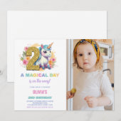 2e anniversaire Unicorn Anniversaire Invitations p (Devant / Derrière)