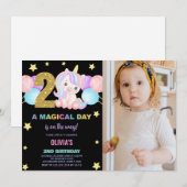 2e anniversaire Unicorn Anniversaire Invitations p (Devant / Derrière)