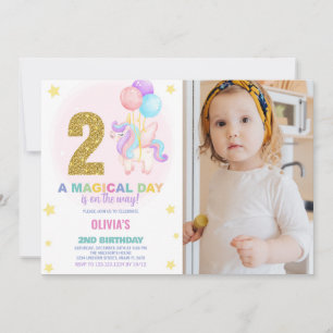 2e anniversaire Unicorn Anniversaire Invitations p