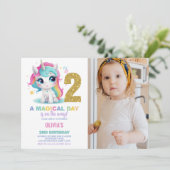 2e anniversaire Unicorn Anniversaire Invitations p (Debout devant)