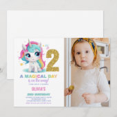 2e anniversaire Unicorn Anniversaire Invitations p (Devant / Derrière)
