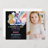 2e anniversaire Unicorn Anniversaire Invitations p (Devant / Derrière)