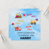 2e carte d'anniversaire pour garçon | Fils Grandso (Devant/Arrière en situation)