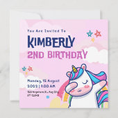 2e carte d'invitation d'anniversaire de l'Unicorn (Dos)