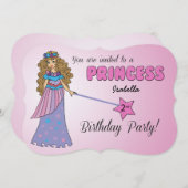 2e dag Uitnodiging Roze Princess met reserveband (Voorkant / Achterkant)