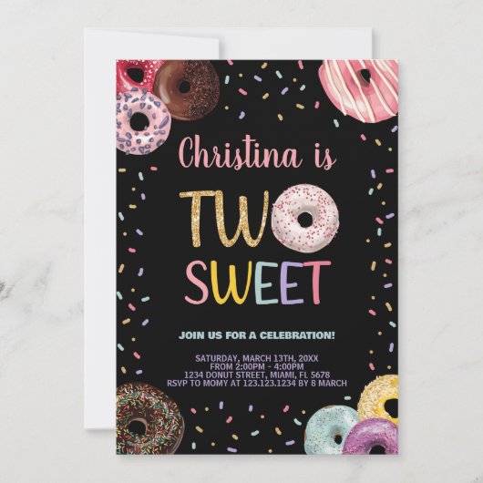 2e Deux couleurs douces Donut Invitations d'annive (Devant)
