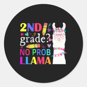 2e Graad Geen Prob-Llama Leraar Student Eerste Dag Ronde Sticker