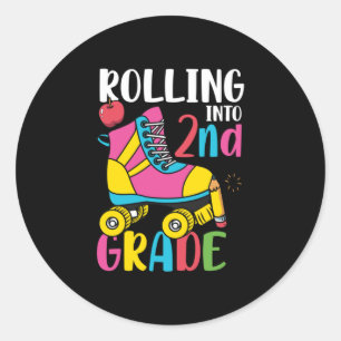 2e graad leraar die naar 2e graad rolt ronde sticker