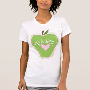 2e graad lerarenroze en groene appel t-shirt