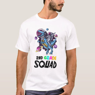 2e graad SQUAD Funny Astronaut Riding Rex leraar T-shirt