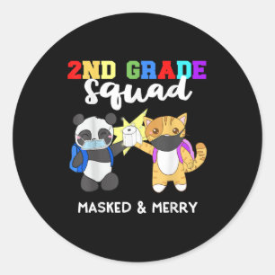 2e grade Squad Quarantine Panda Kat Funny Mask Ronde Sticker