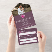 2e granaat huwelijksjubileumfeestje edelsteen rood all in one uitnodiging (Afscheurbaar)