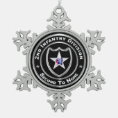 2e infanteriedivisie tin sneeuwvlok ornament (Voorkant)