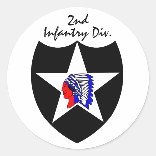 2e INFANTRY DIVISION Ronde Sticker (Voorkant)