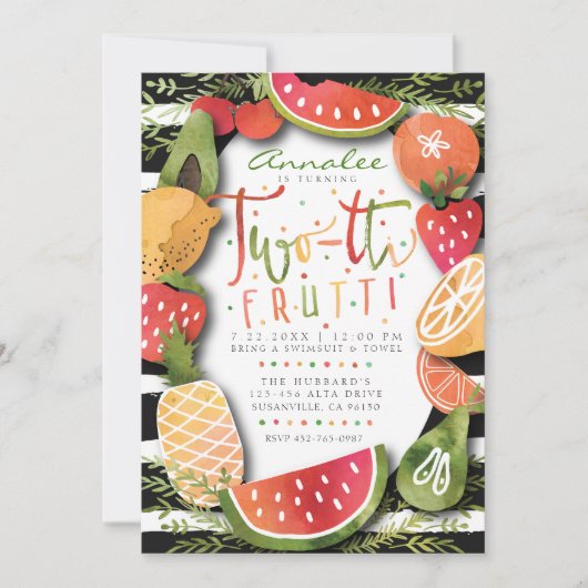 2E INVITATION D'ANNIVERSAIRE | Parti des fruits à  (Devant)