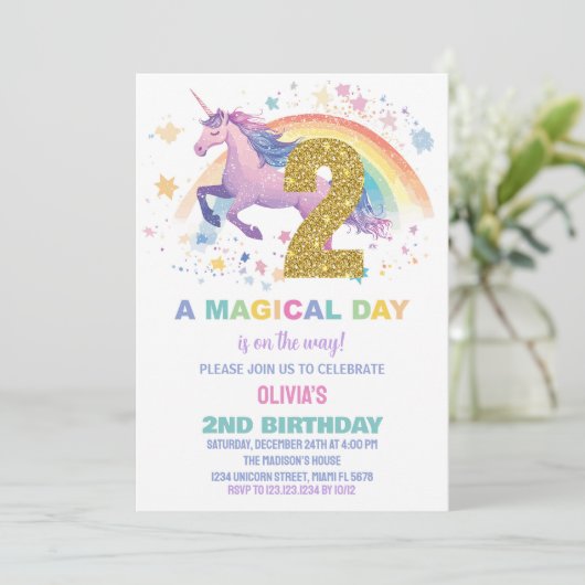 2e Invitations d'anniversaire de l'Unicorne (Debout devant)