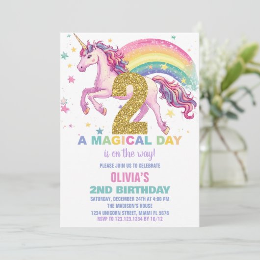 2e Invitations d'anniversaire de l'Unicorne (Debout devant)