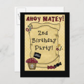 2e Invitations d'anniversaire de pirates (Devant / Derrière)