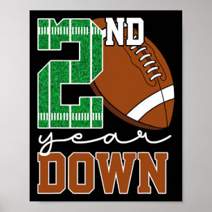 2e Jaar Down Football Lover Tweede Verjaardag Jong Poster