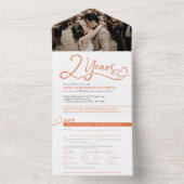 2e Jubileum-bruiloft RSVP mandarijngranaat All In One Uitnodiging (Binnen)