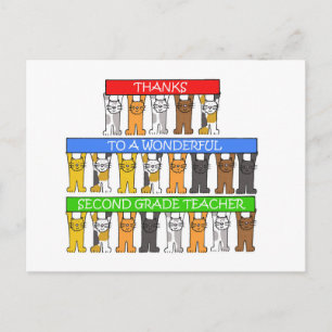 2e klas Bedankt Cartoon Katten Briefkaart