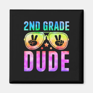 2e klas coole dude tie-dye terug naar school tweed magneet