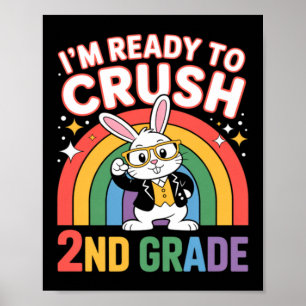 2e klas dabbing konijn terug naar school klaar om poster