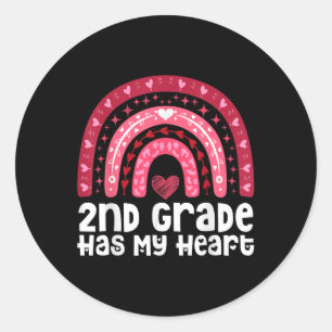 2e klas heeft mijn hart Grappige Valentijnsdag ler Ronde Sticker