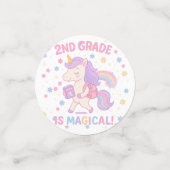 2e klas is Magische Eenhoorn Back School Leraar Confetti (Kleine voorkant)
