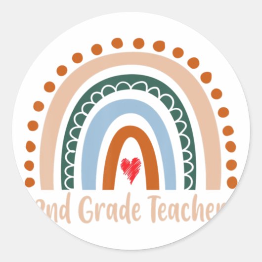 2e klas leraar Boho regenboog terug naar schooller Ronde Sticker (Voorkant)