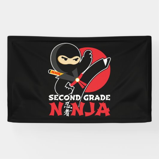 2e klas ninja trap eerste dag terug naar school spandoek (Horizontaal)