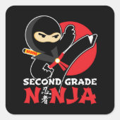 2e klas ninja trap eerste dag terug naar school vierkante sticker (Voorkant)