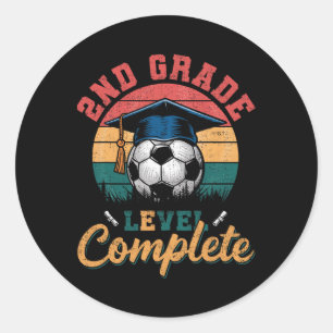 2e klas niveau complete voetbal jongen meisje laat ronde sticker