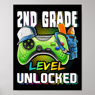 2e klas niveau ontgrendeld videogame CK naar schoo Poster