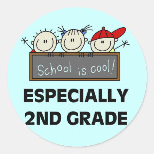 2e klas School is Cool Tshirts en geschenken Ronde Sticker