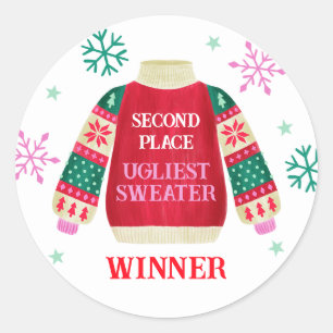 2e plaats Ugly Sweater Contest prijswinnaar Ronde Sticker