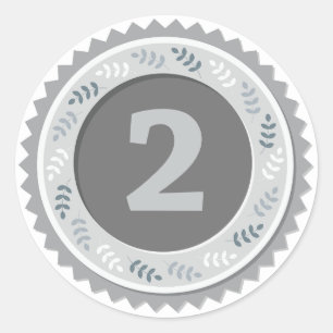 2e plaats zilveren medaille donker ronde sticker