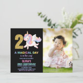 2e Rainbow Unicorn Birthday Invitations photo (Debout devant)