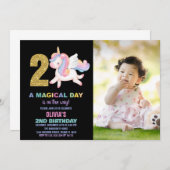 2e Rainbow Unicorn Birthday Invitations photo (Devant / Derrière)