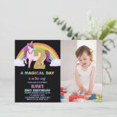 2e Rainbow Unicorn Birthday Invitations photo (Debout devant)