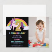 2e Rainbow Unicorn Birthday Invitations photo (Devant / Derrière)