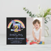 2e Rainbow Unicorn Birthday Invitations photo (Debout devant)